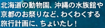 北海道の動物園、沖縄の水族館や京都のお祭りなど、わくわくする旅行計画に、ちょいたし！